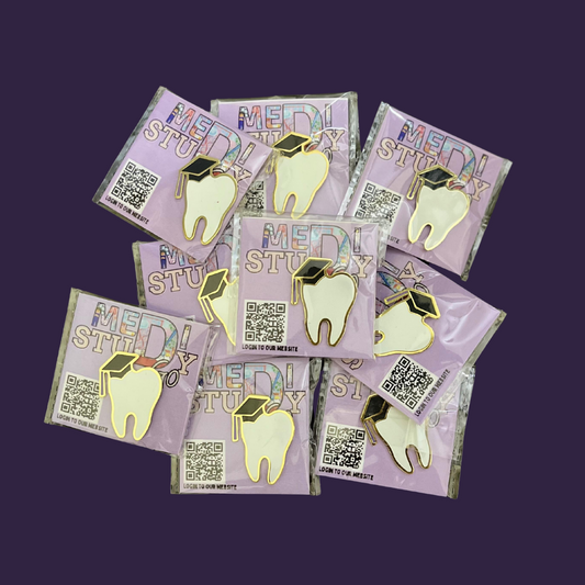 Dental graduation enamel pin